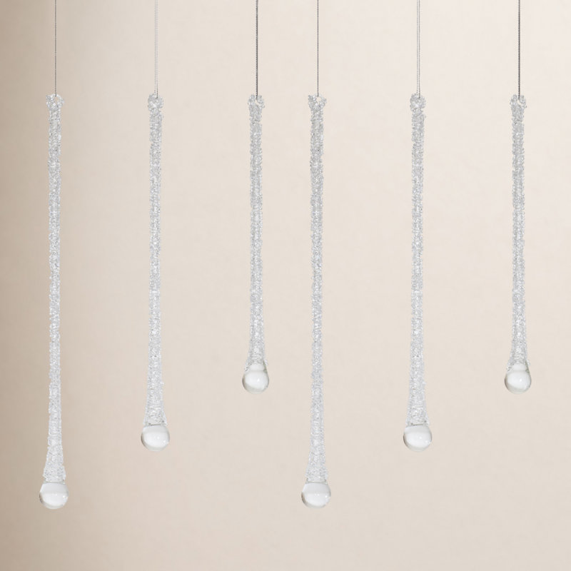 Ornement transparent en verre glacé perlé glacé (ensemble de 6)