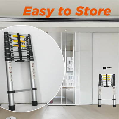Échelle télescopique 12,5 pi, échelle télescopique, échelle pliante en alliage d'aluminium portable multi-usages pour le travail intérieur et extérieur, charge robuste de 300 lb