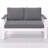 52.95" All-Weather Aluminum Patio Loveseat With Wood Armrests & Angled Backrest – White & Light Grey