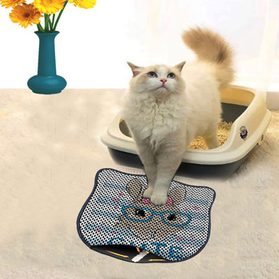 Tapis de litière durable pour chat, 15,7 po x 19,7 po | 50% PVC / 50% polyester, lavable à la machine et passer l'aspirateur | Parfait pour un nettoyage facile, conception antidérapante pour garder votre maison propre et fraîche, idéal pour les propriétaires d'animaux de compagnie