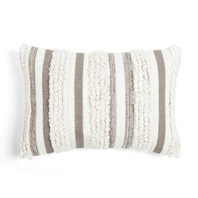 Housse de coussin rectangulaire en coton Reyna, Neutre, H 20 po x l 13 po, Housse de coussin seulement - sans coussin
