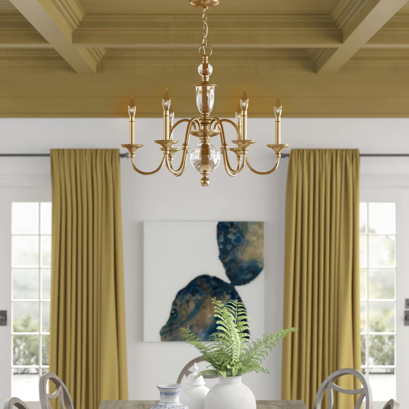 Eleanor 6 - Light Candle Style Classic / Traditional Chandelier, Brass