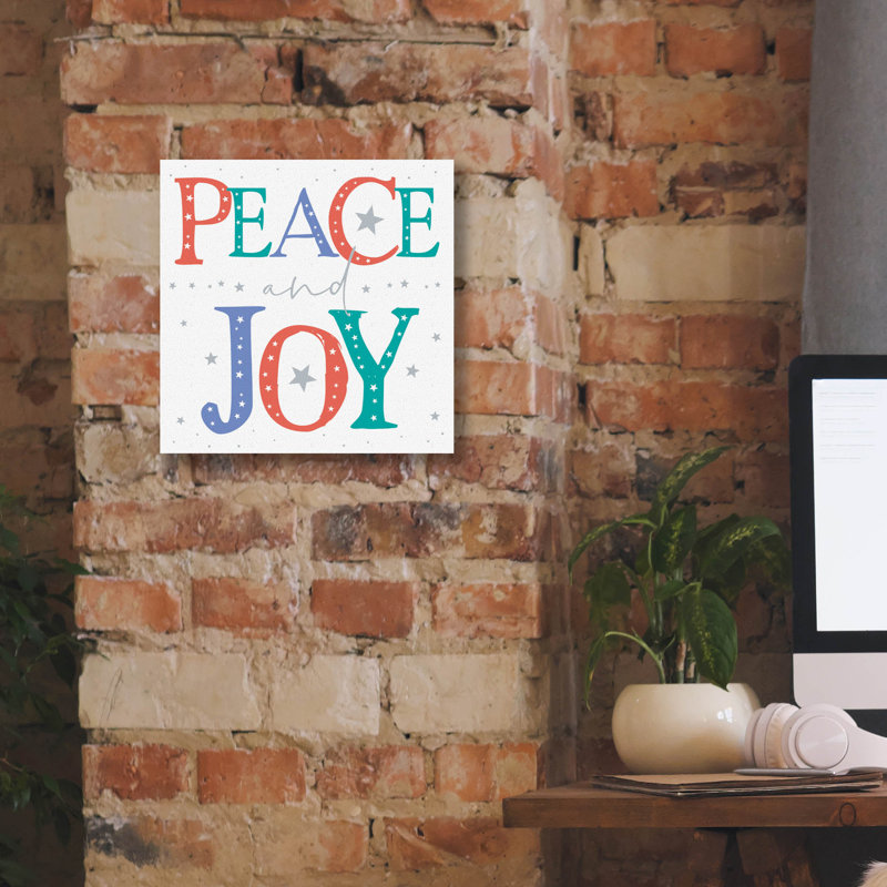  «Peace and Joy Text» par Elle Media Group SA, art mural sur toile, H 12 po x l 12 po