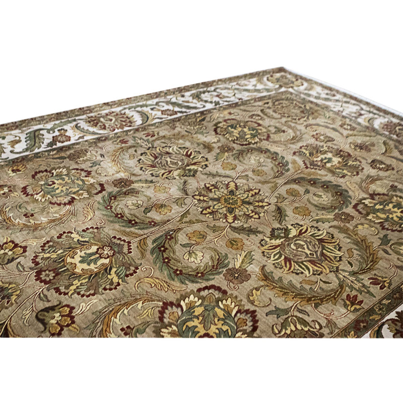 Tapis chameau et ivoire noué à la main de haute qualité