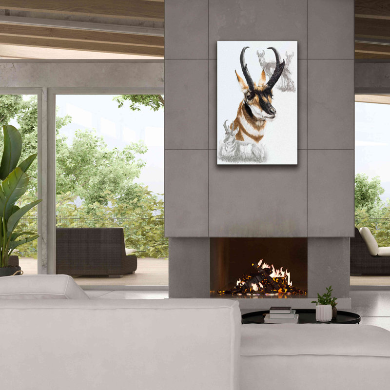 «Pronghorn» par Barbara Keith, art mural sur toile, H 40 po x l 26 po x P 1,5 po