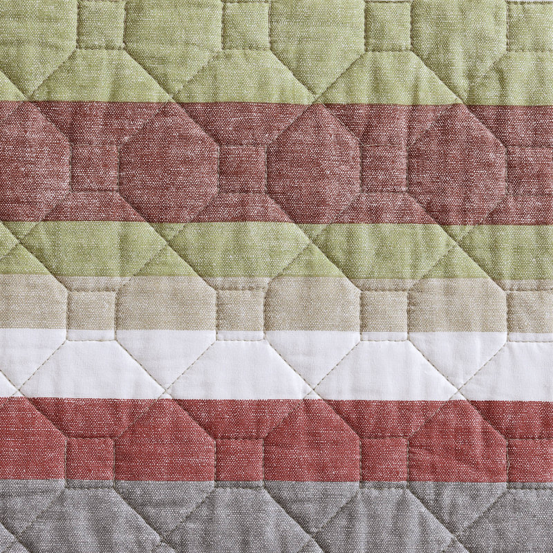 Arrowhead Cotton Reversible Quilt Set, Full/Queen Quilt + 2 Standard Shams, Gray