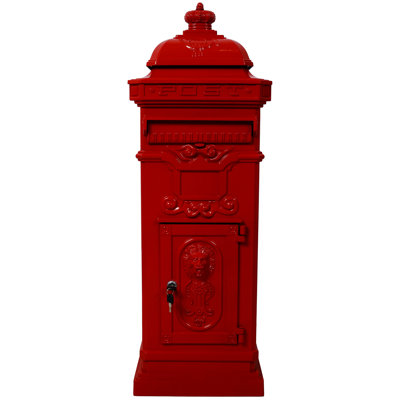 Mailboxs Mailboxes Residential The Court Large-Capacity Letter Box, Garden Floor Safety Mailbox, Outdoor Rainproof Postbox Statue ,Red