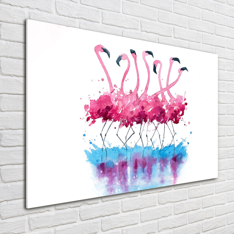 Flamingos - No Frame Print on Glass