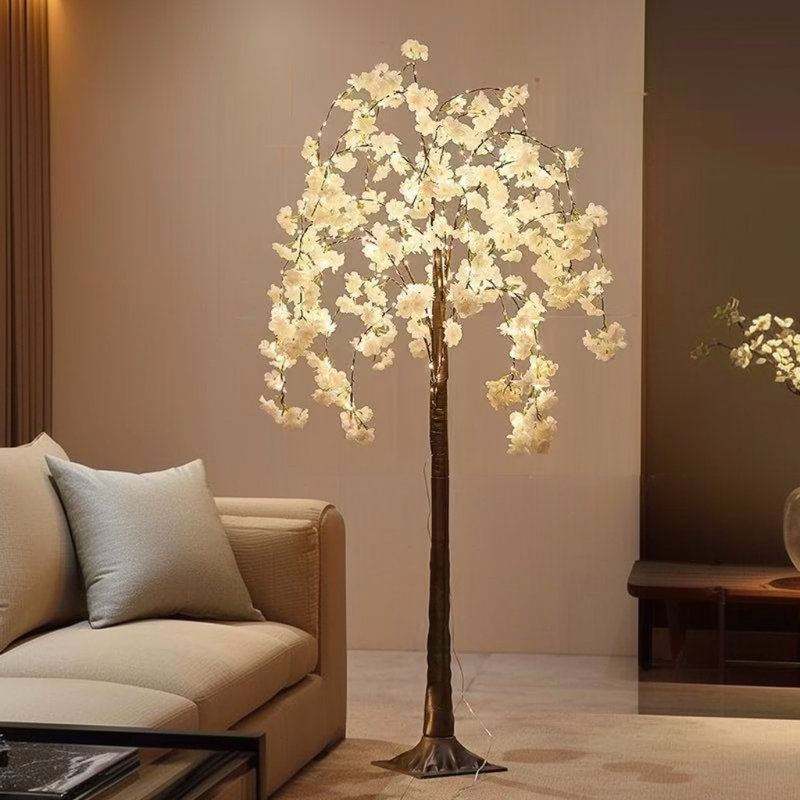 Lampe sur pied à fleur de cerisier artificielle à DEL 6 pi, cerisier lumineux 71 po