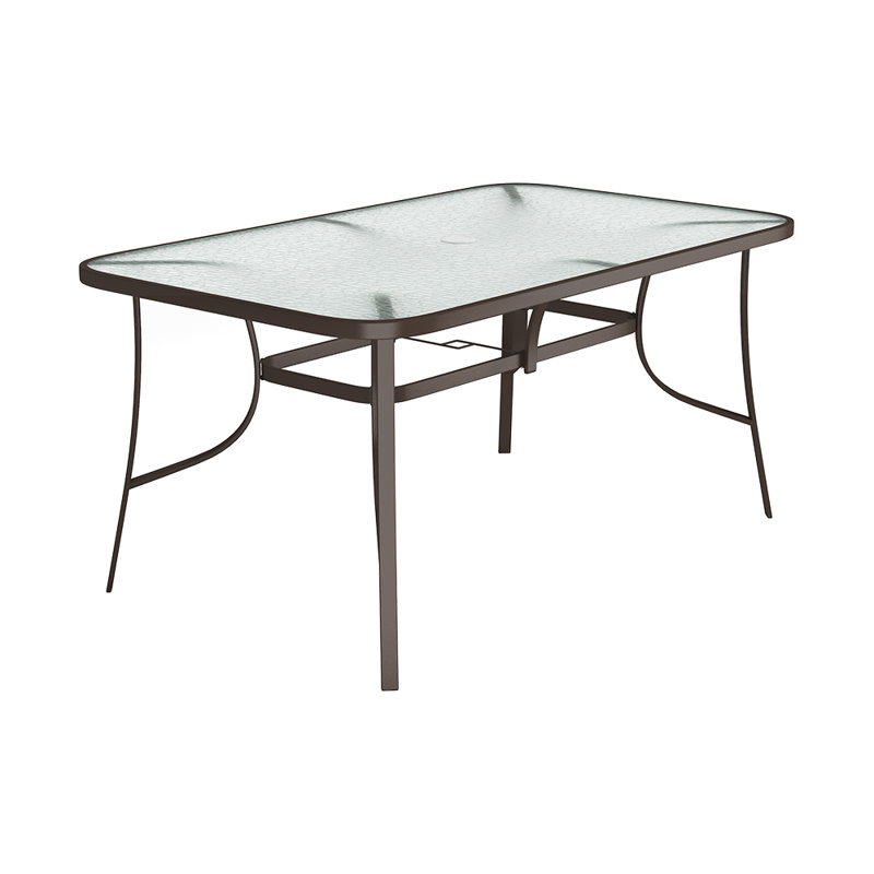 Rectangle Tempered Glass Outdoor Picnic Table - 150 cm W 90 cm D