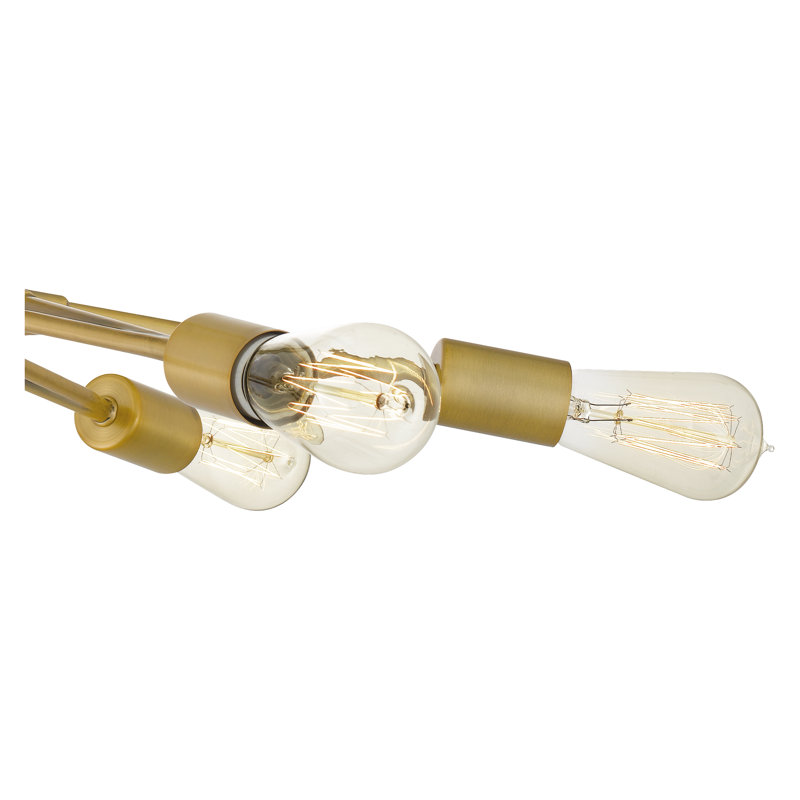 Lustre spoutnik classique à 6 lumières, Laiton vieilli