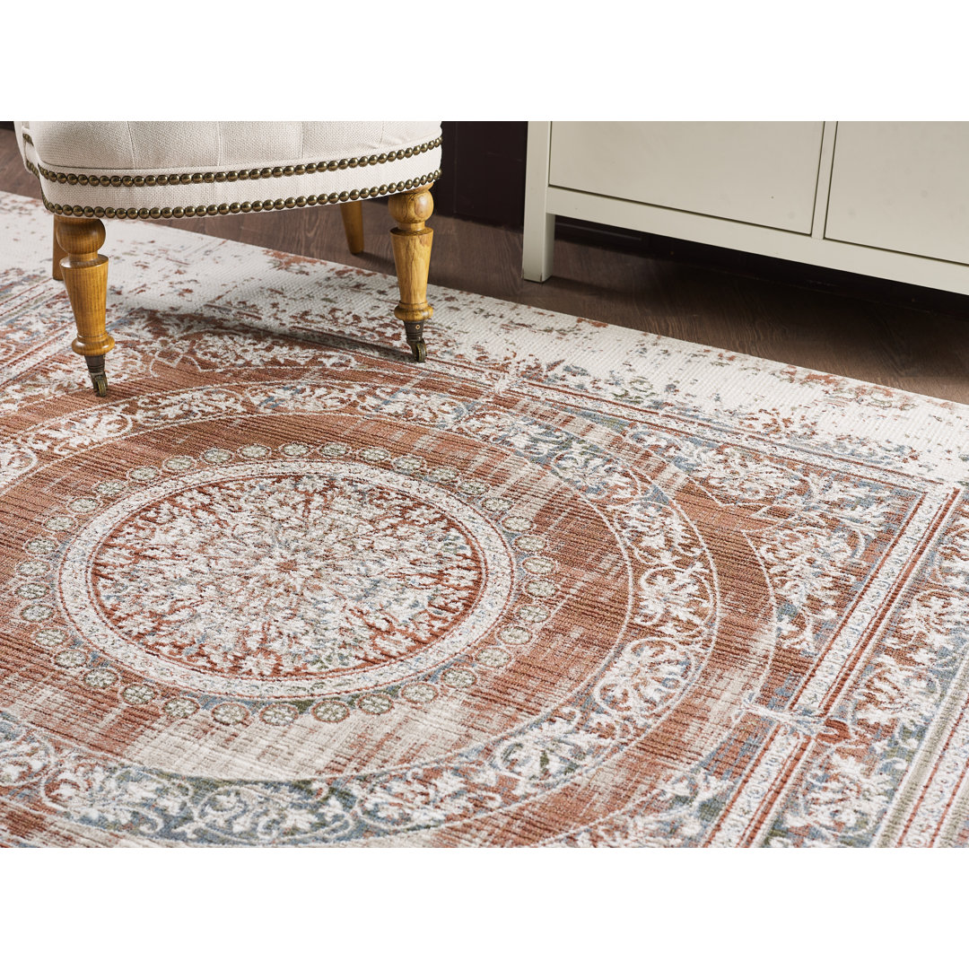 Boho Wilton Machine Woven Southwestern Vintage Area Rug For Living Room, Hallway Runner, Entryway Rug Bungalow Rose Rug 