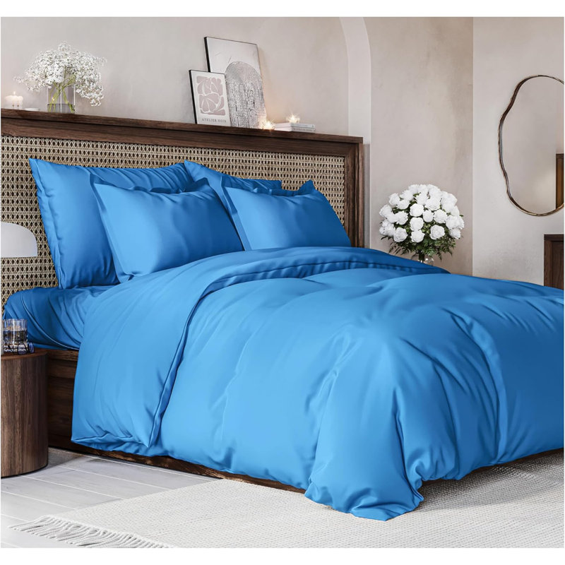 Premium 3-Piece Duvet Cover Set - Hotel Quality Soft & Cooling Comforter Cover With Zipper & Matching Pillowcases, Royal Blue