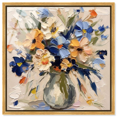 Floral Palate Splash Framed High-Gloss Acrylic Glass Wall Art Chic Farmhouse Wall Art by Art Remedy, Gold Frame, 12 x 12
