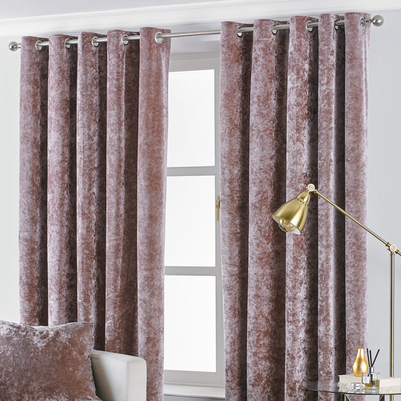 Elisha Crushed Velvet Thermal Eyelet Curtains, Width 229 x Drop 137cm, Emerald