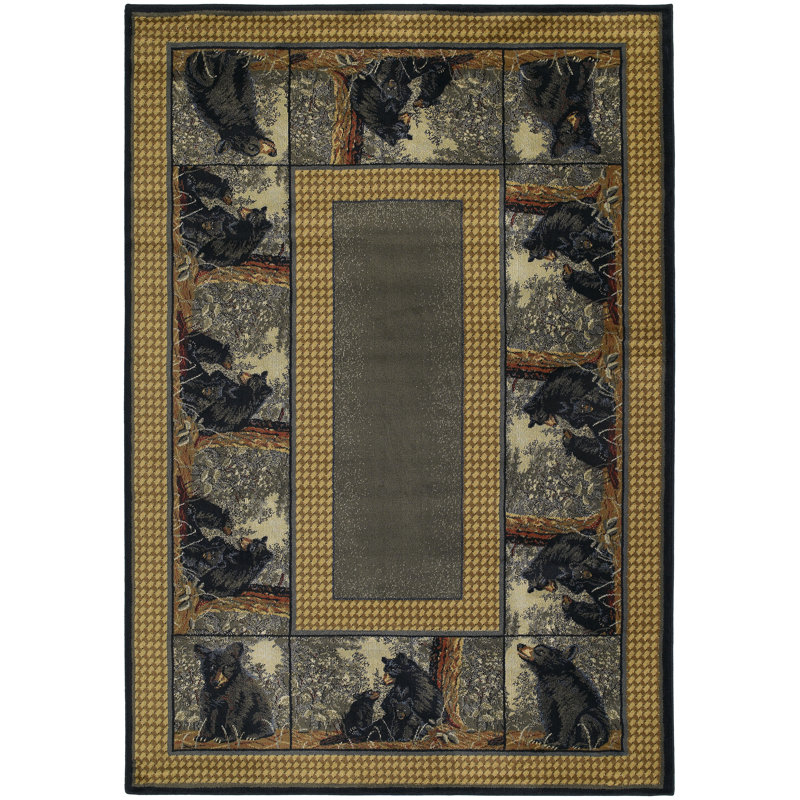 Tapis bleu/jaune ours Springtown, Tapis de couloir 1 pi 11 po x 7 pi 4 po