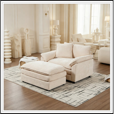 Modern Upholstered Armchair with Ottoman