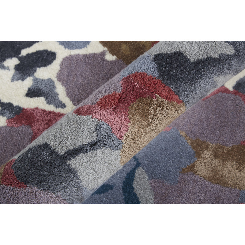Dafney Hand Tufted Floral Area Rug in Blue/Pink/Gray, Rectangle 3'6" x 5'6"