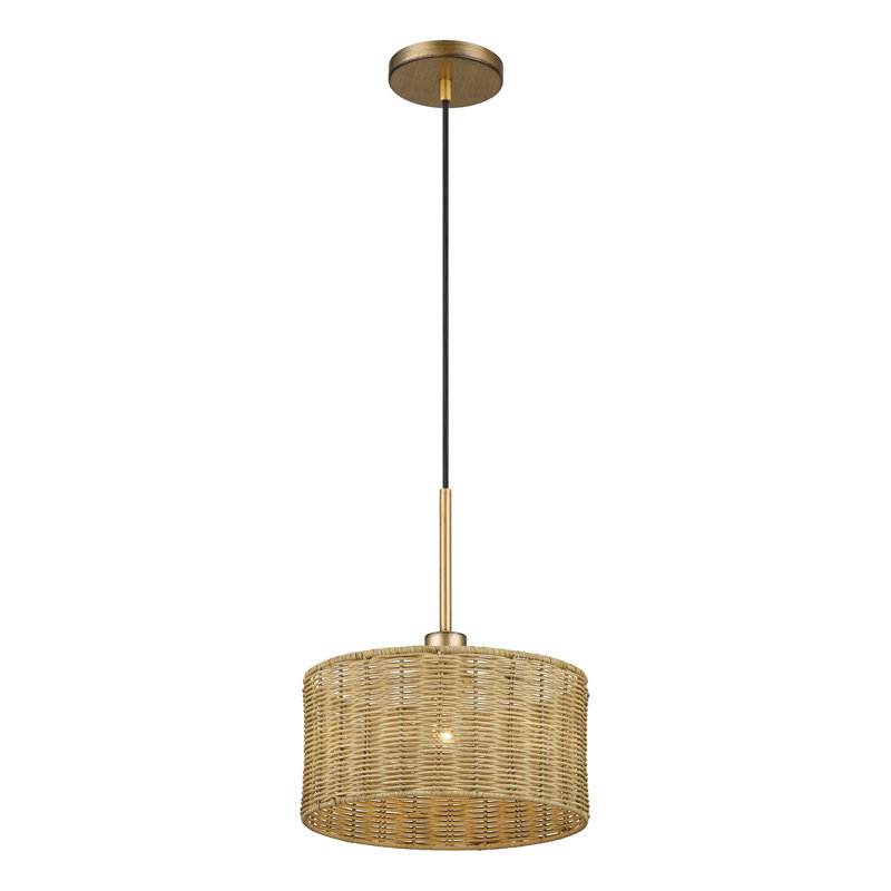 Luminaire suspendu feuille d'or antique 1 lumière Weavington, H 19,75 po x l 12 po x P 12 po