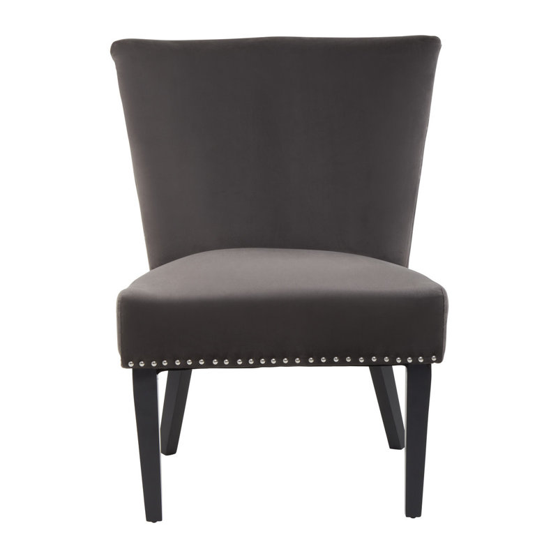 Otsego 47cm H Velvet Upholstered Side Chair, Dark Mink