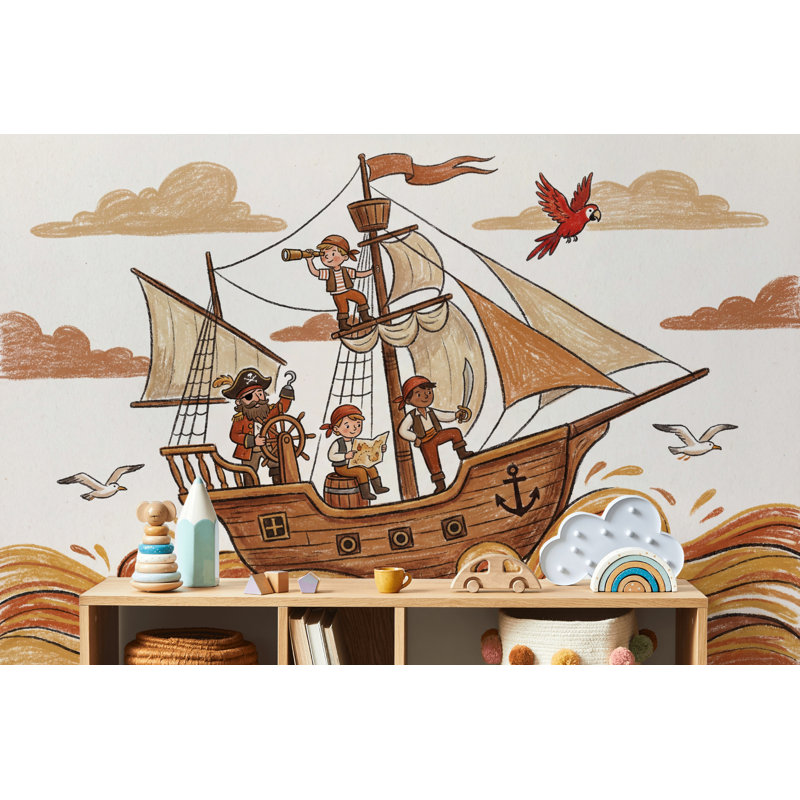 Papier peint nautique pirate, Non tissé, 120 po x 96 po