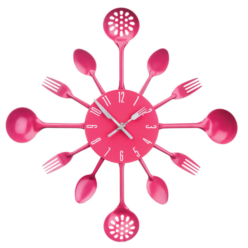 Metal Wall Clock, Hot Pink