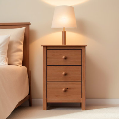 Creath Solid Pine Extra-Tall Nightstand with 3 Deep Drawers for Ample Storage by
