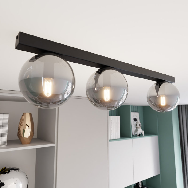 Sandersville Glass Flush Mount, Graphite, 18cm H x 20cm W x 11cm D
