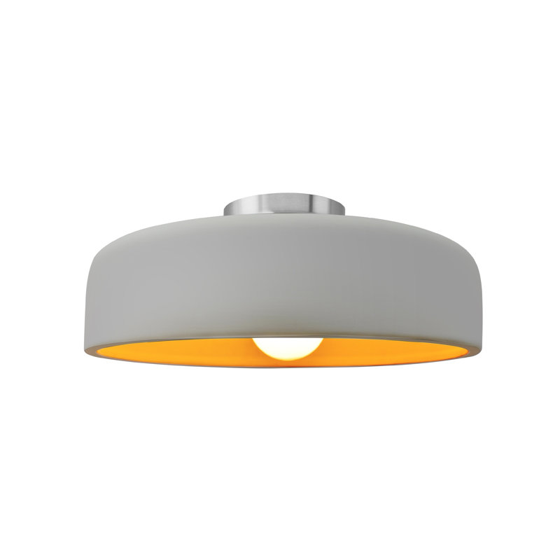 Plafonnier semi-encastré Radiance, Blanc mat / or champagne, Nickel brossé, H 6 po x l 13 po x P 13 po