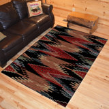 Caspar Southwestern Black/Red Area Rug