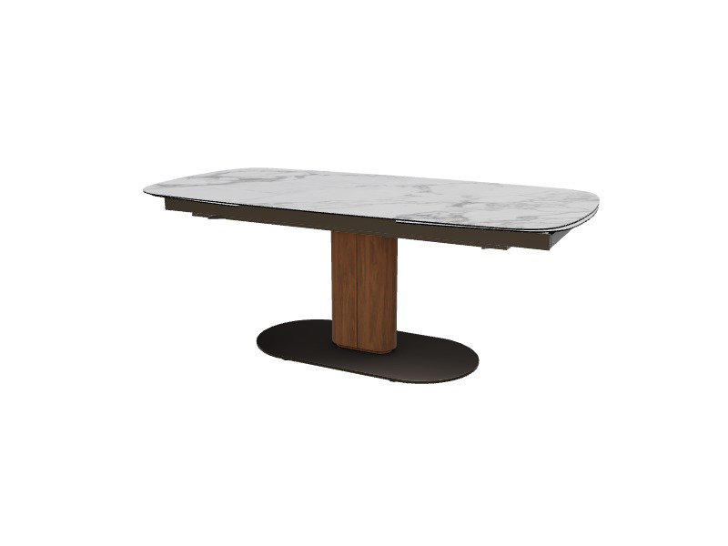 Tables extensibles Cameo, Noyer Canaletto / bronze mat / noir mat, Marbre blanc, H 29,75 po x L 78,75 po x l 39,38 po