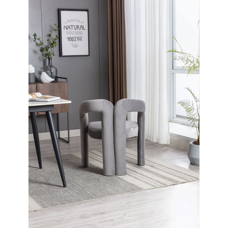 Ensemble confortable de chaises d'appoint rembourrées en velours pour divers espaces, Gris
