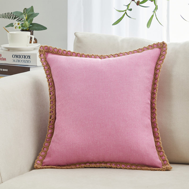 Cotton Linen Cotton 18'' Throw Pillow Cover, Pink Purple