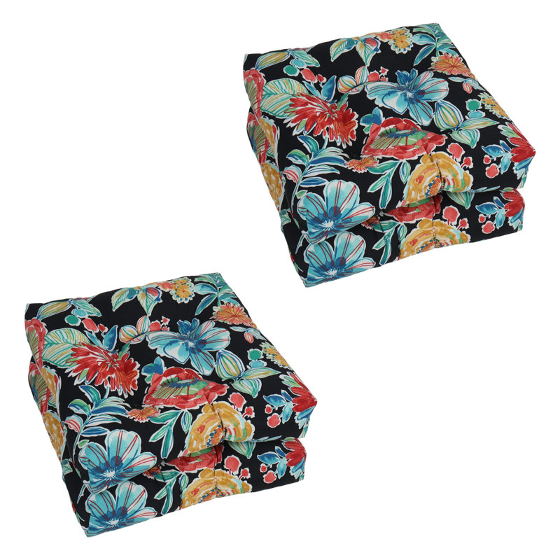 Outdoor 5'' Seat Cushion, Navy/Green