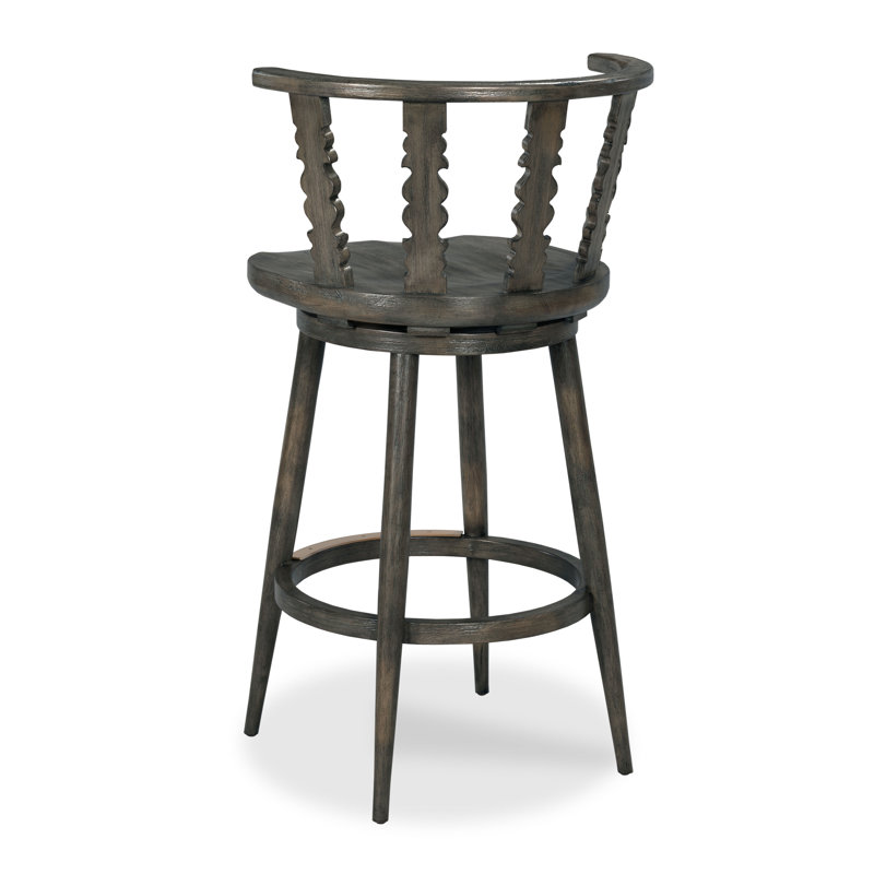 Swivel Solid Wood Stool, Worn Black, 29" Seat Height