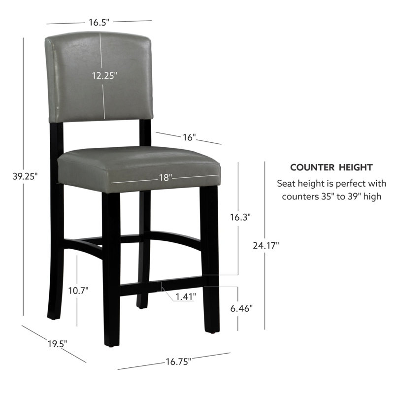 Tabouret de bar et de comptoir rembourré Barile, Tabouret de comptoir (hauteur du siège 24,17 po), Gris colombe