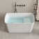 49'' Freestanding Soaking Acrylic Bathtub, Square-shape Japanese Soaking Hot Tub with Built-in Seat, Chrome Overflow and Drain, White/Black