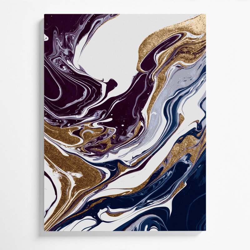 Abstrait art fluide sur toile grise 15, 10" H x 8" W