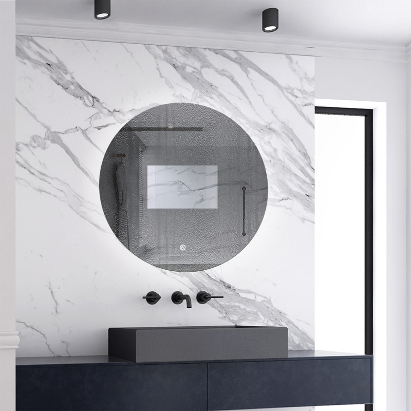 Round LED Bathroom Mirror with Light Adjustable Brightness,Anti-fog,Memory Function, 60 x 60cm