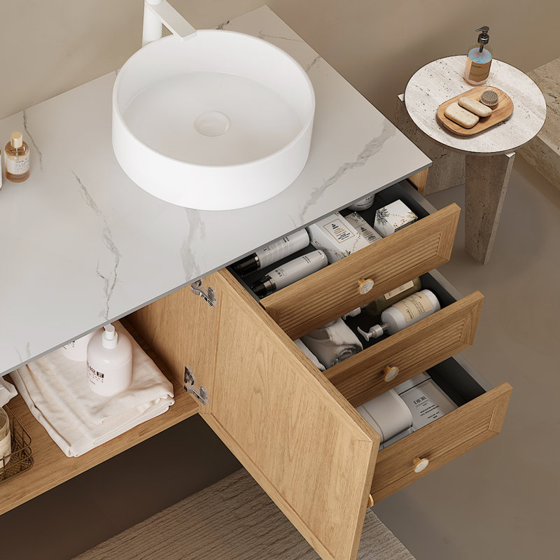 Lavabo de salle de bain 16 po, vasque ronde en céramique sans robinet, sans armoire, blanc