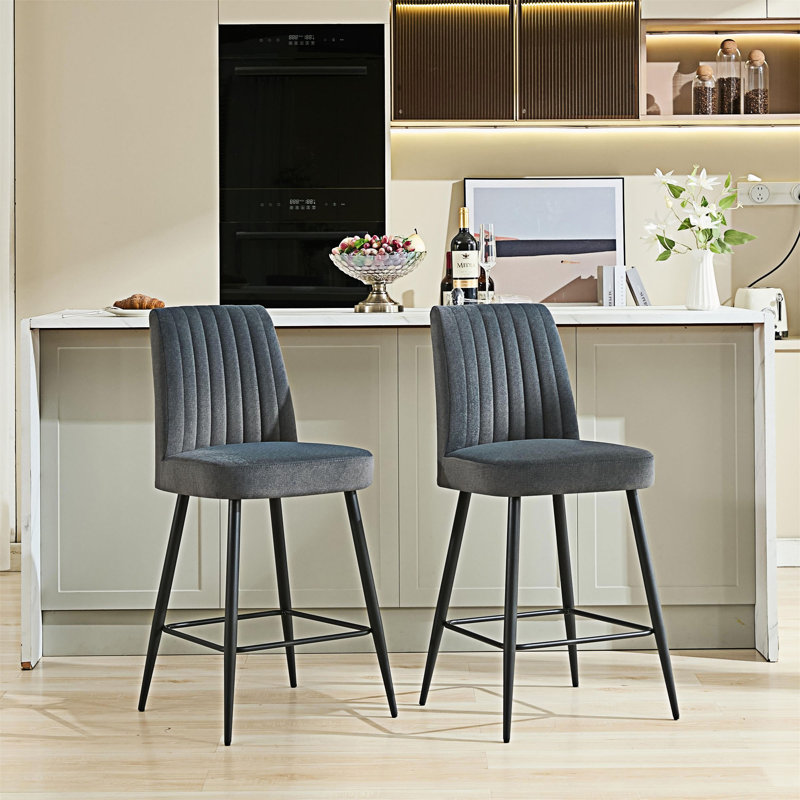 Ensemble de 2 chaises d'appoint rembourrées, Gris foncé