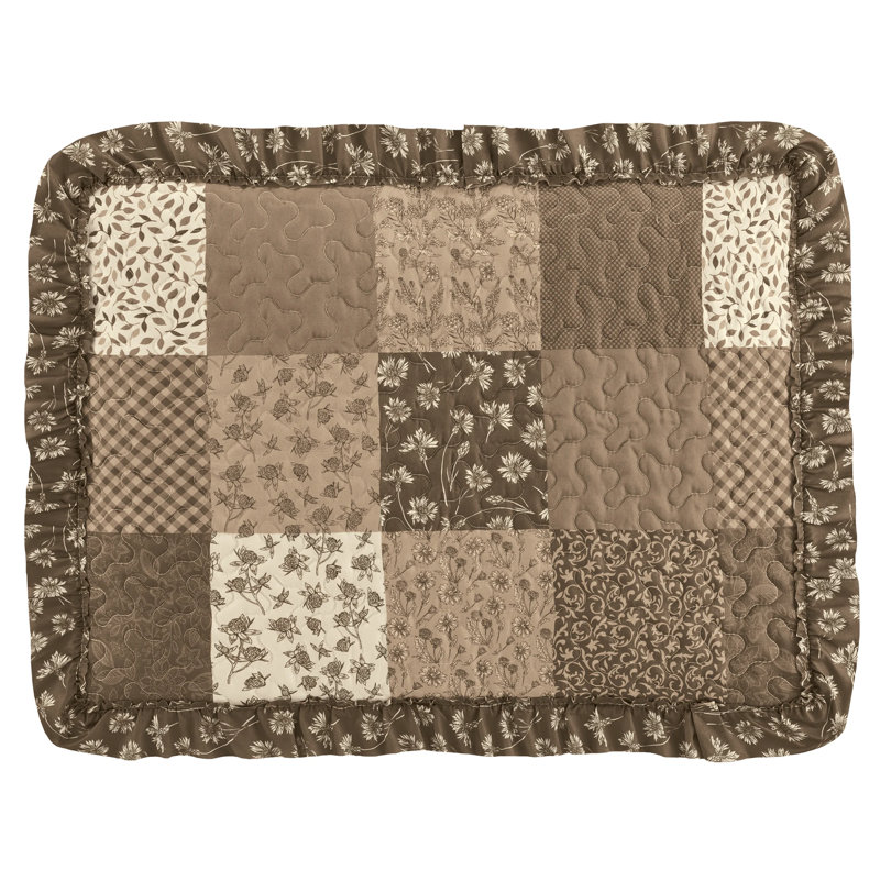 Neutral Patchwork Ruffled Polyester Standard Sham