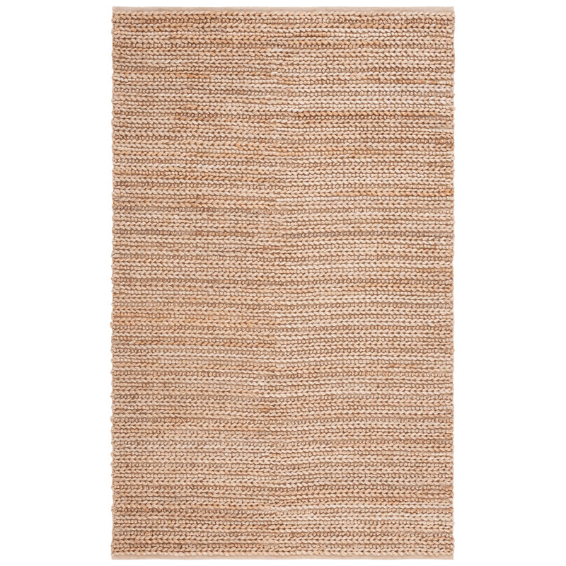Kazuhito Natural Fiber Handwoven Jute/Cotton Rug in Ivory/Natural/Brown, Rectangle 3' x 5'