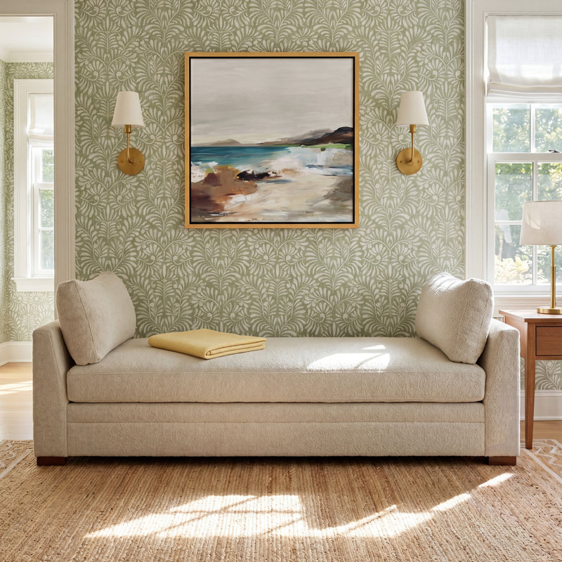 Audrey Upholstered Daybed, Dawn Flax Performance Upholstery