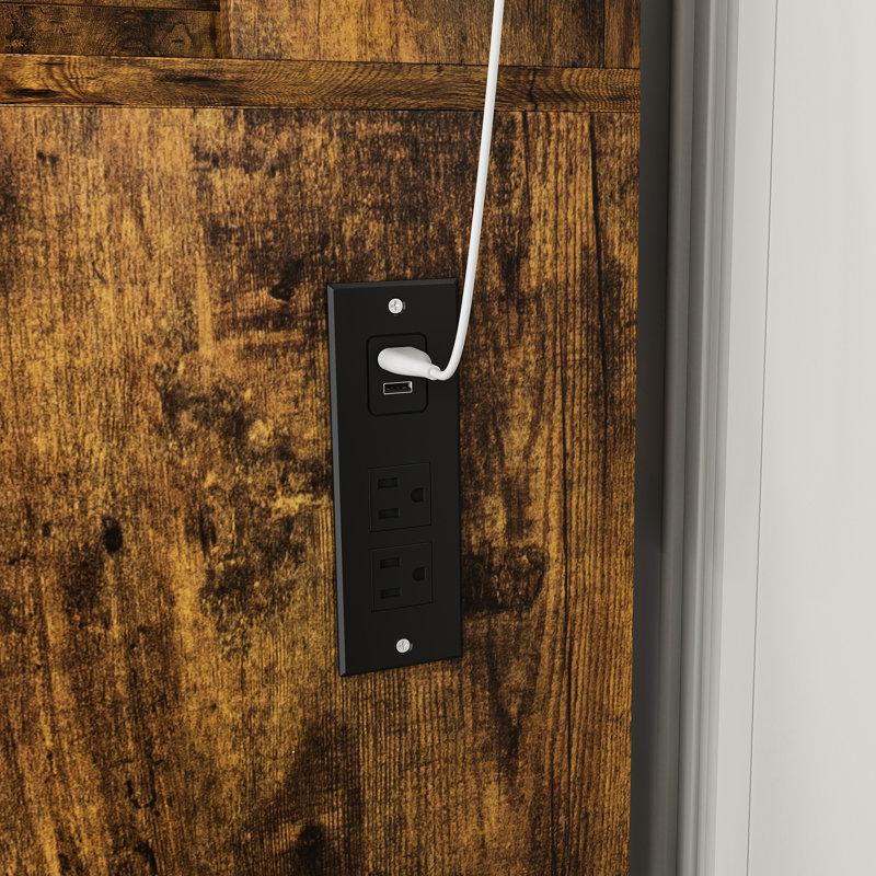 Meuble-lavabo rétro avec miroir, lumières à DEL réglables, prise de courant, support pour sèche-cheveux et tabouret assorti - compact pour les petites chambres, comprend 1 grand 2 tiroirs, une étagère de rangement ouverte pour les cosmétiques, trois