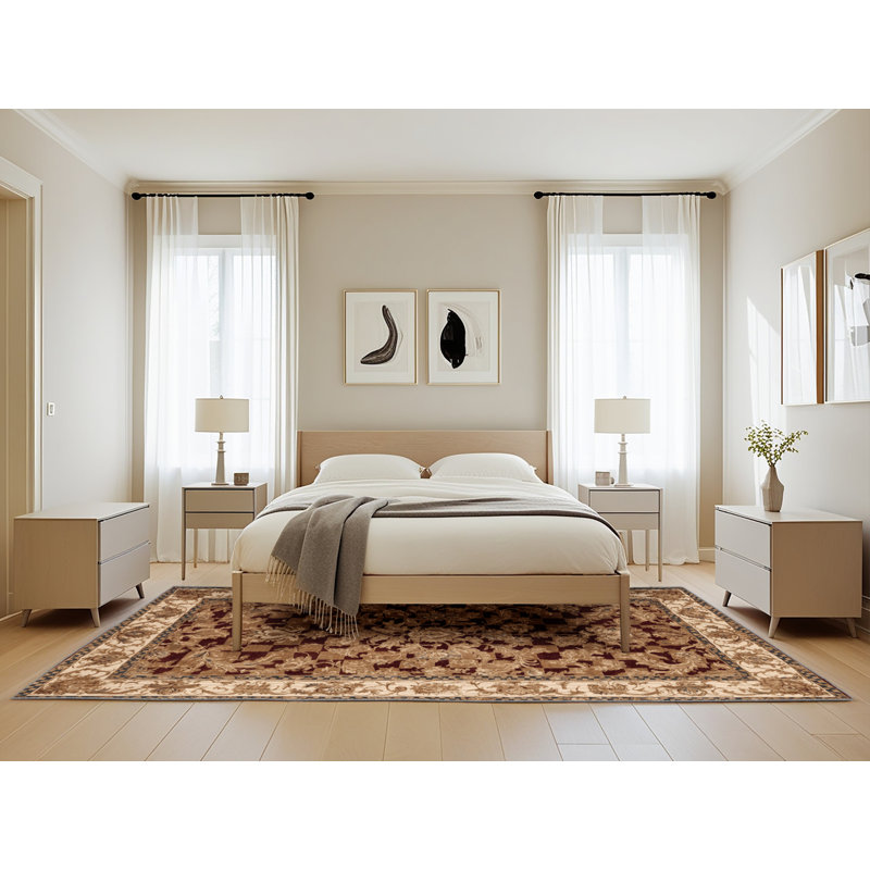 Tapis brun français lavable à la machine, Rectangle 5 pi x 8 pi