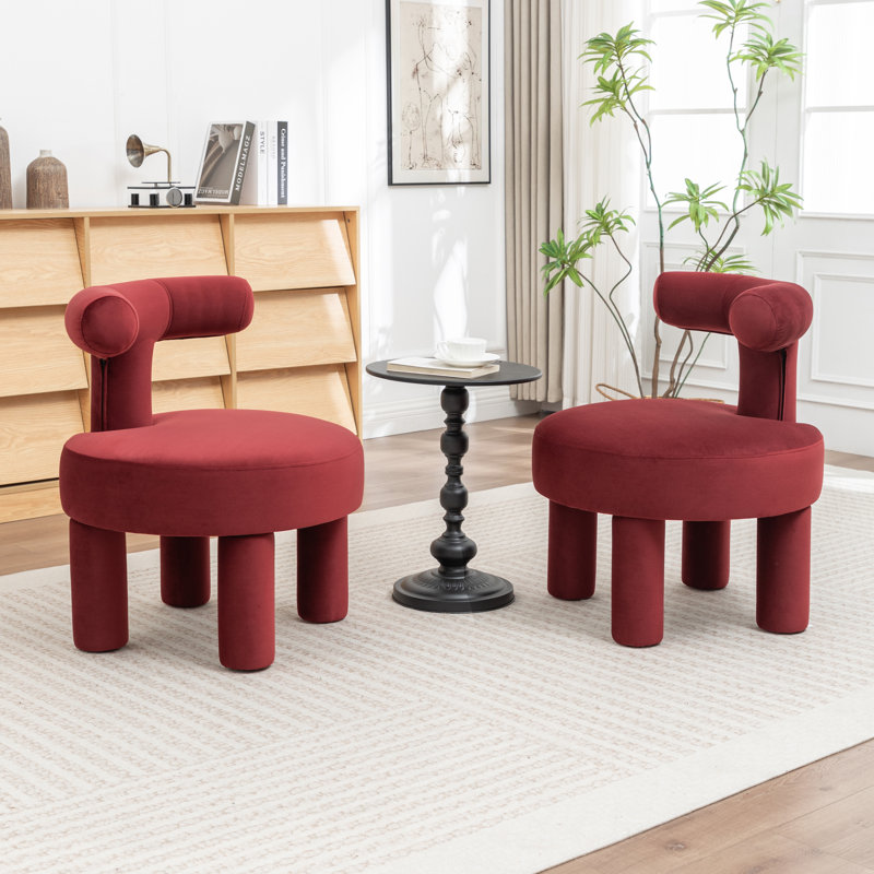 Bula Velvet Barrel Chair, Velvet , Red