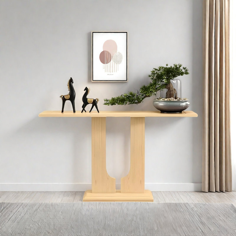 Console Modern Minimalist, H 31,5 po x l 62,99 po x P 11,81 po, Bois naturel