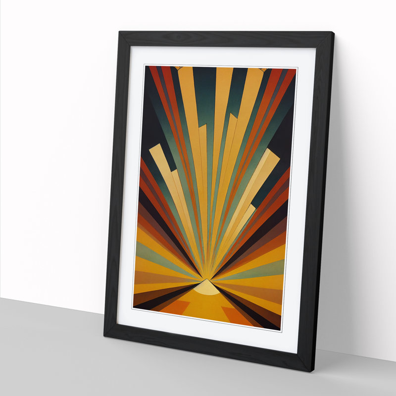 Archee Sun Art Deco Vol.2 - Wrapped Canvas Print, 64cm H x 46cm W x 2cm D, Black
