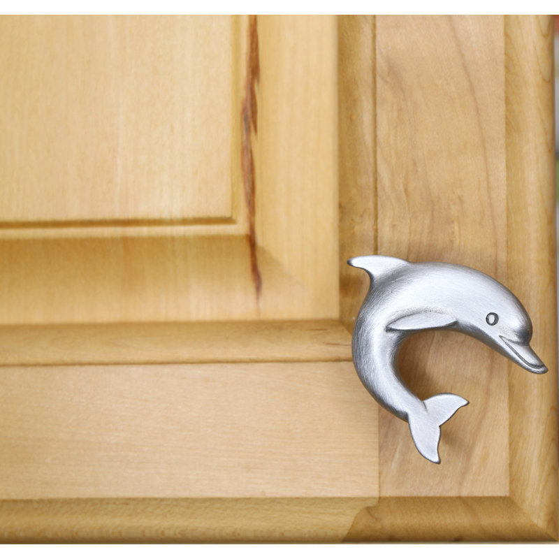 1.9" Dolphin Right Facing Small Knob, Brushed Nickel, 2.5" L x 1.9" W